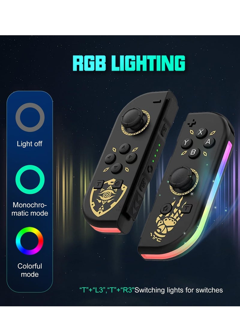 SOLARAE Joycon Controllers for Nintendo Switch, Replacement for Switch Controller with RGB LED, Adjustable Turbo & Vibration, Motion Control/Wake-Up/Screenshot (New Black) - Image 3