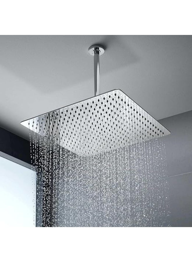 MIXDE All Metal Rain Shower Head - High Flow Square Rainfall Showerhead - Waterfall Full Body Coverage - Universal Ceiling or Wall Mount (16 Inch) - Image 2