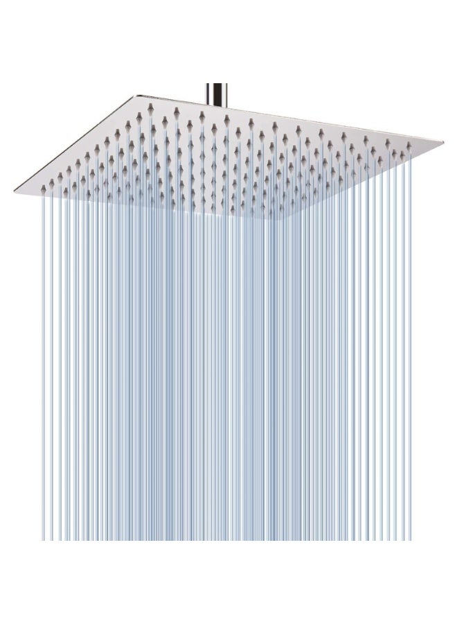 MIXDE All Metal Rain Shower Head - High Flow Square Rainfall Showerhead - Waterfall Full Body Coverage - Universal Ceiling or Wall Mount (16 Inch) - Image 1