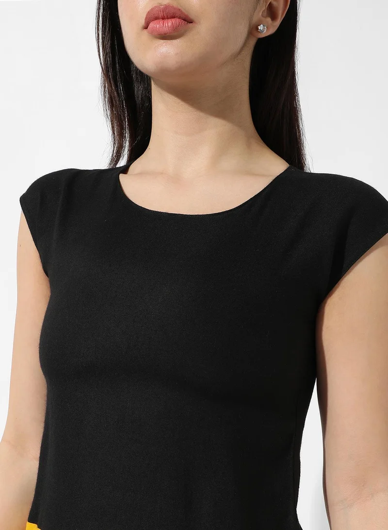 Pinacolada  Women's Colourblocked Crew Neck Peplum Top for Women | Best Price UAE