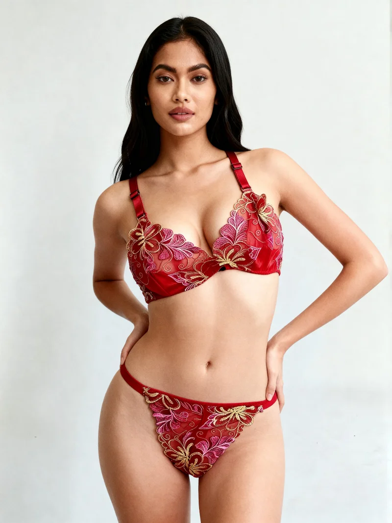 ليس اند مي  Sexy Lace Lingerie Set for Women – Designer Bra & Matching Panty | Romantic Intimates Wear