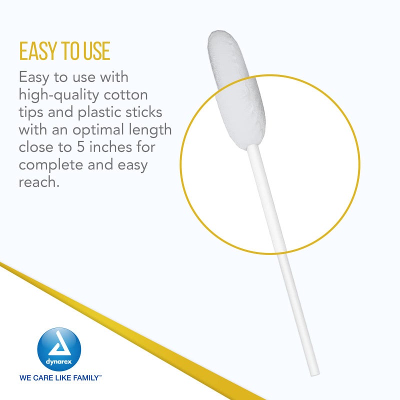 Dynarex Lemon-Glycerin Swabsticks, Pleasant Tasting Cotton Swabs that Gently Soothes and Refreshes Dry Mouth, 3 Oral Swabsticks per Packet, 1 Box of 75 Lemon-Glycerin Swabsticks - Image 3