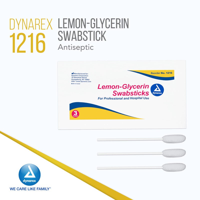 Dynarex Lemon-Glycerin Swabsticks, Pleasant Tasting Cotton Swabs that Gently Soothes and Refreshes Dry Mouth, 3 Oral Swabsticks per Packet, 1 Box of 75 Lemon-Glycerin Swabsticks - Image 2