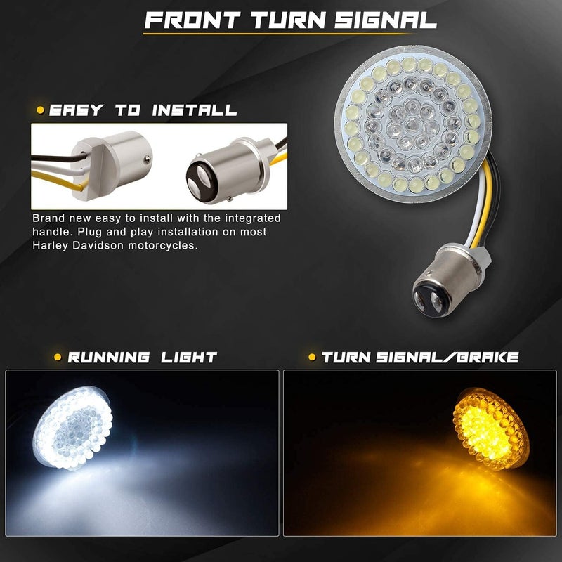 NTHREEAUTO 1157 LED Front Turn Signals, 1156 Rear Turn Signal Light 2Inch Bullet Bulbs with Smoked Lens Cover Compatible with Harley Sportster Softail Dyna Road King Street Glide Iron 883 Touring - Image 2