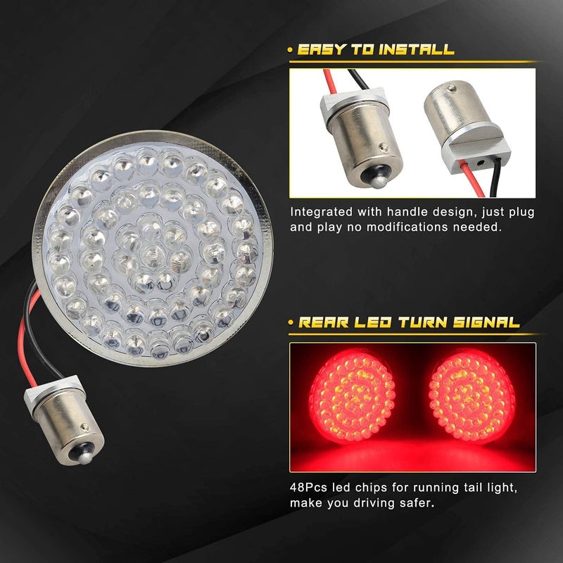 NTHREEAUTO 1157 LED Front Turn Signals, 1156 Rear Turn Signal Light 2Inch Bullet Bulbs with Smoked Lens Cover Compatible with Harley Sportster Softail Dyna Road King Street Glide Iron 883 Touring - Image 4