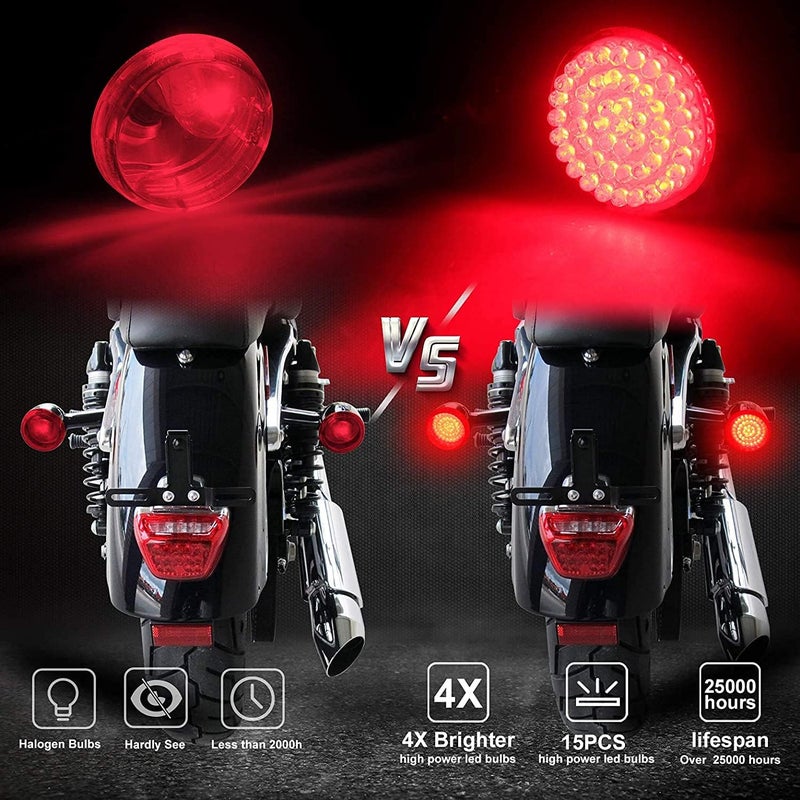 NTHREEAUTO 1157 LED Front Turn Signals, 1156 Rear Turn Signal Light 2Inch Bullet Bulbs with Smoked Lens Cover Compatible with Harley Sportster Softail Dyna Road King Street Glide Iron 883 Touring - Image 5