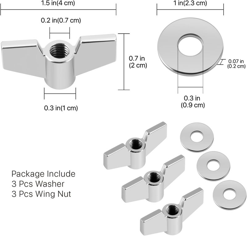 Flexzion 18-Piece Cymbal Accessories Kit - Includes Cymbal Felts and Sleeves with Base, Wing Nuts, Washers, & Hi-Hat Cup & Clutch Felts for Mounting & Securing Cymbals on Drum Sets (Gray) - Image 2