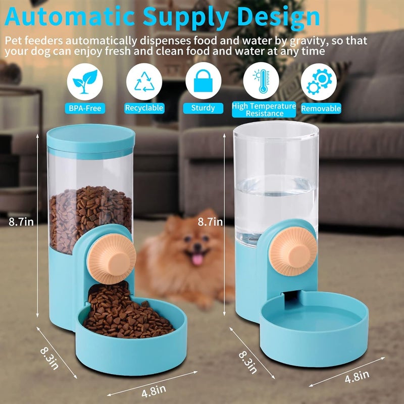 Kenond 40oz Hanging Automatic Rabbit Food and Water Dispenser, Dog Cage and Ferret Feeder, Gravity Cat Feeder Set, Cage Food Bowl for Bunny, Guinea Pig, Chinchilla (Green) - Image 3