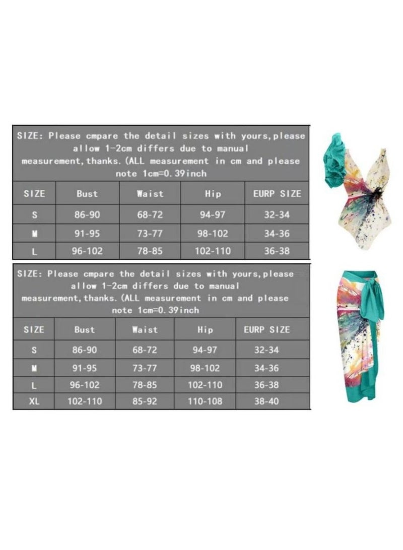 SISGL 2-Piece Women Swimsuit With Beach Cover Ups Long Wrap Skirt Bathing Suit Swimwear Holiday Beach Dress Female Retro Swimwear Vintage Surf Wear Summer - Image 4