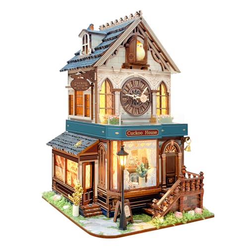 UFLJPKS Book Nook Kit for Adults and Teens DIY Miniature House Kit with Led Light 3D Wooden Puzzles for Adults Wood Gifts for Family and FriendsCuckoo House - Image 5