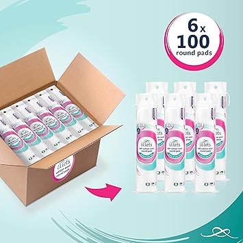Lil-Lets LilLets Cotton Wool Round Pads 6 x 100 Count Certified Organic 100 Pure Cotton Wool Soft and Absorbent Gentle on Skin Dermatologically Tested - Image 2