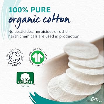 Lil-Lets LilLets Cotton Wool Round Pads 6 x 100 Count Certified Organic 100 Pure Cotton Wool Soft and Absorbent Gentle on Skin Dermatologically Tested - Image 3