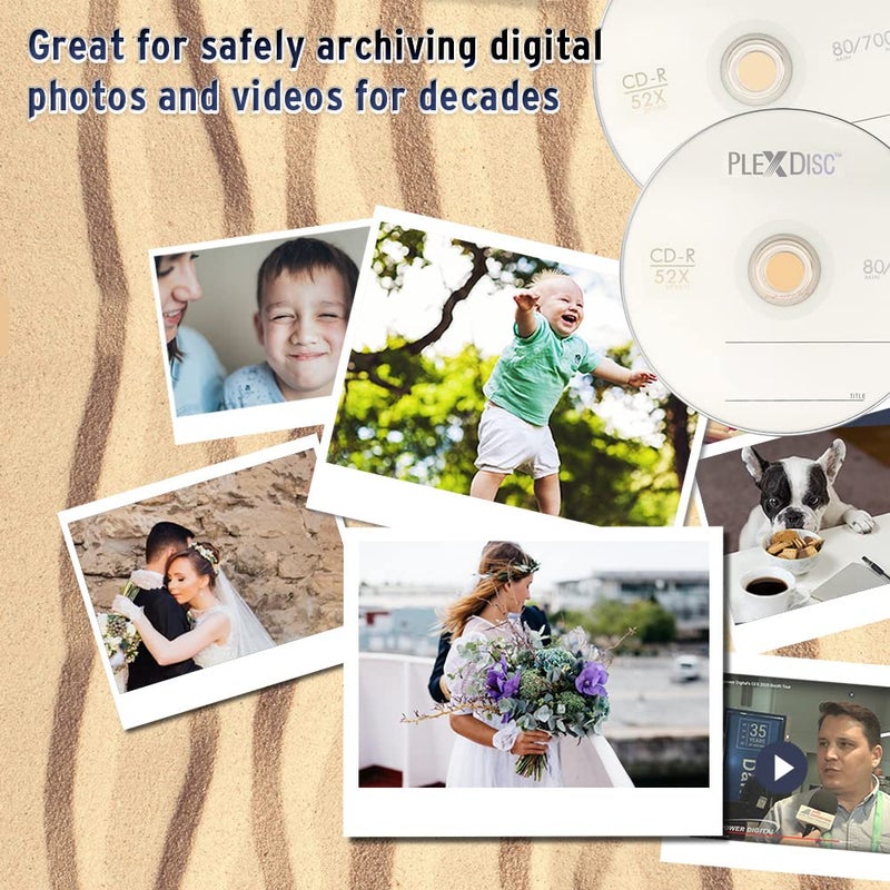 PlexDisc CD-R Blank Discs 700MB 52X Logo Top Recordable Media - 50 Pack Cake Box (FFP) Blank CDs CDR Disc - Image 5