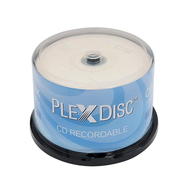 PlexDisc CD-R Blank Discs 700MB 52X Logo Top Recordable Media - 50 Pack Cake Box (FFP) Blank CDs CDR Disc - Image 1