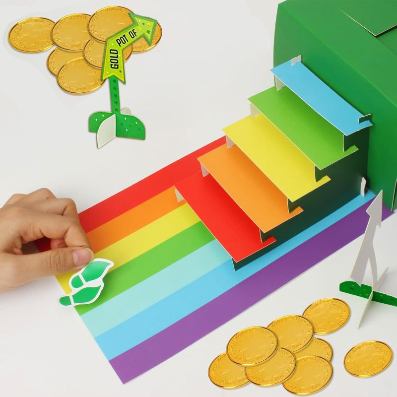 HEYINSHEN St. Patrickâ€™s Day Leprechaun Trap Kit for Boys Girls, DIY Catch A Leprechaun Trap Box with Rainbow Ramp & Gold Coins, St Patrickâ€™s Day Crafts Activities for Classroom Party Home Supplies - Image 4