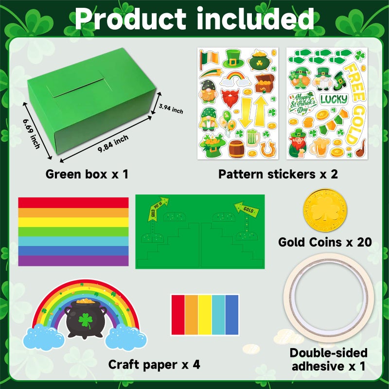 HEYINSHEN St. Patrickâ€™s Day Leprechaun Trap Kit for Boys Girls, DIY Catch A Leprechaun Trap Box with Rainbow Ramp & Gold Coins, St Patrickâ€™s Day Crafts Activities for Classroom Party Home Supplies - Image 3