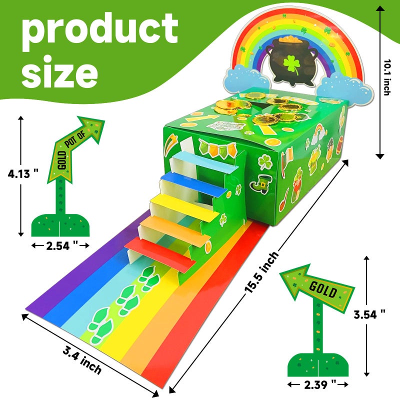 HEYINSHEN St. Patrickâ€™s Day Leprechaun Trap Kit for Boys Girls, DIY Catch A Leprechaun Trap Box with Rainbow Ramp & Gold Coins, St Patrickâ€™s Day Crafts Activities for Classroom Party Home Supplies - Image 2