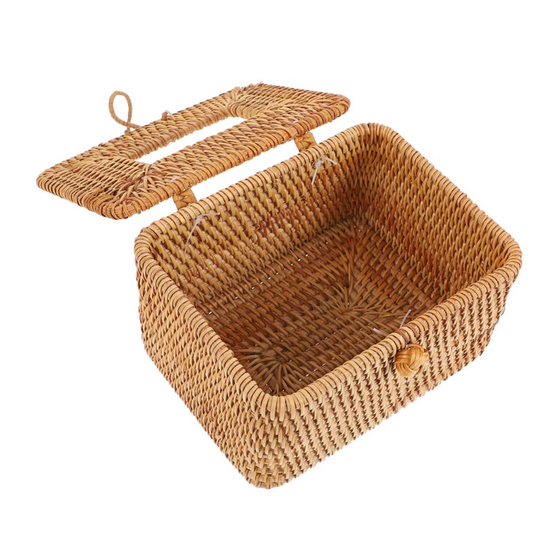 حامل علبة المناديل من الروطان منظف طبيعي للتخزين لديكور المنزل والمكتب - Image 2