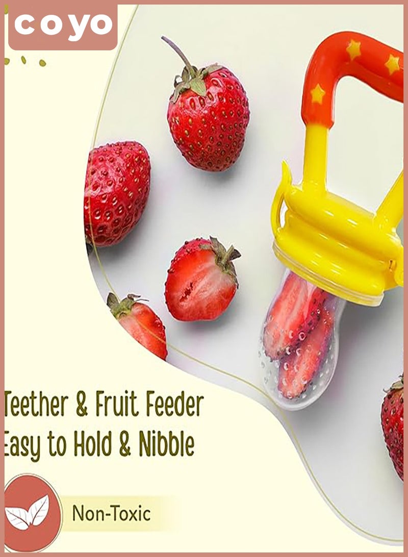COYO مغذي طعام الفواكه الطازجة للأطفال، مصاصة تدريب، لعبة تدليك، عضاضة | أكياس سيليكون ناعمة وآمنة خالية من BPA لحديثي الولادة والأطفال الصغار - Image 3