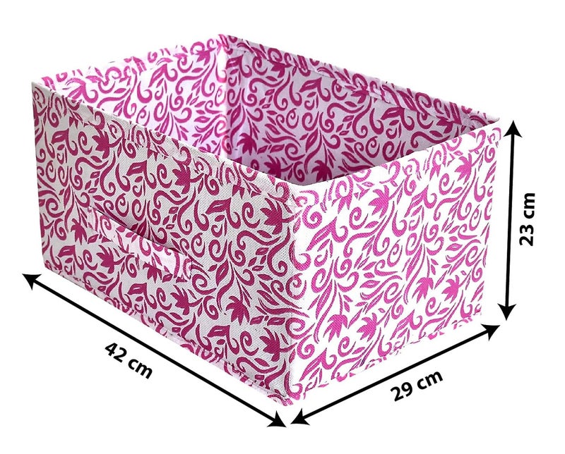 Kuber Industries Heart Home Cotton Floral Printed Multipurposes Rectangular Flodable Storage Box, Drawer Storage And Cloth Organizer (Pink)-Hs43Hearth26301  - Image 5