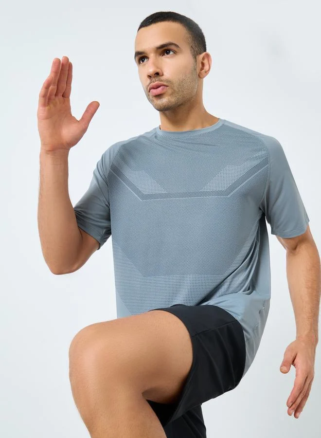 Styli Regular Fit Athleisure T-Shirt with Front Print Detailing