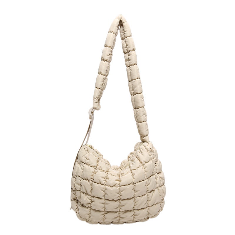 2024 Korean Design Cloud Pleated Checkered Plaid Women'S Bag Lightweight Satchel Shoulder Bag Large Capacity Women'S Bag - Image 1