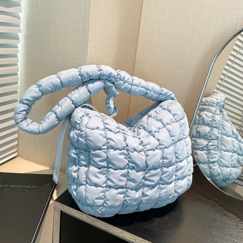 2024 Korean Design Cloud Pleated Checkered Plaid Women'S Bag Lightweight Satchel Shoulder Bag Large Capacity Women'S Bag - Image 2