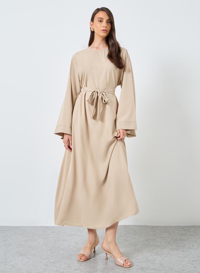 Take Two Solid Long Sleeve Belted Abaya - Image 2