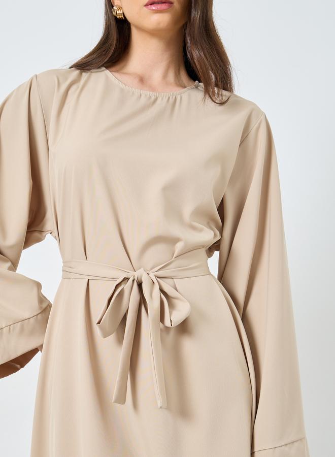 Take Two Solid Long Sleeve Belted Abaya - Image 4
