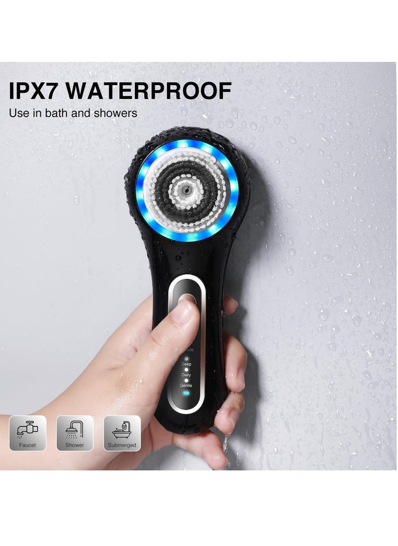 UMICKOO Face Scrubber Exfoliator,Facial Cleansing Brush Rechargeable IPX7 Waterproof with 5 Brush Heads,Electric Face Spin Brush for Exfoliating, Massaging and Deep Cleansing (Black+Gold)  - Image 4
