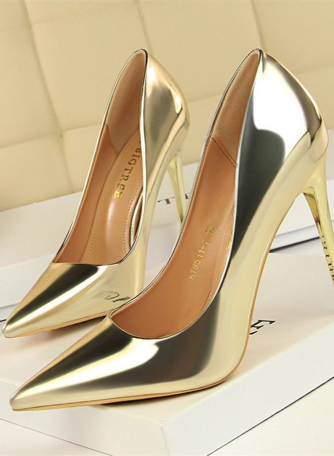 BIGTREE Fashion Metal Heel High-Heeled Shoes 10.5CM Gold