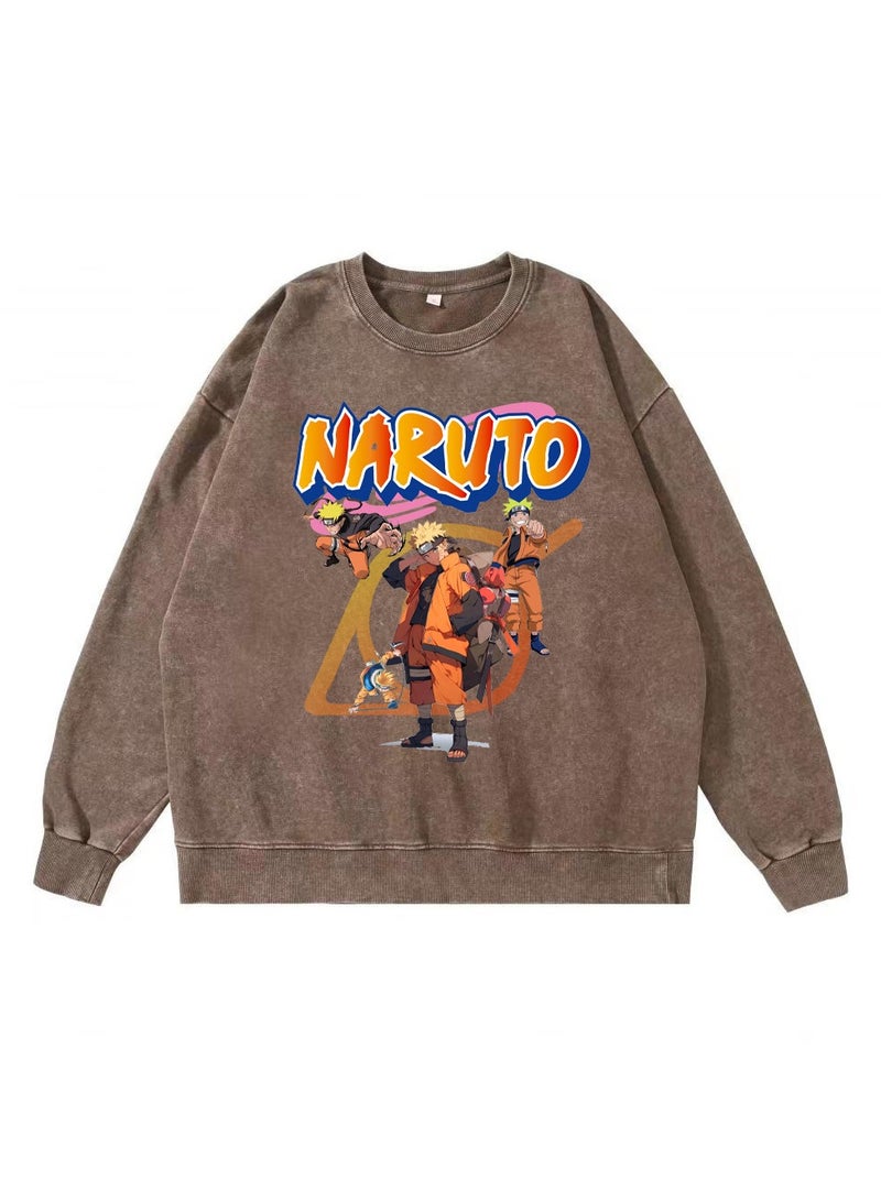 KUYING Naruto Card Retro Round Neck Hoodie  - Image 1