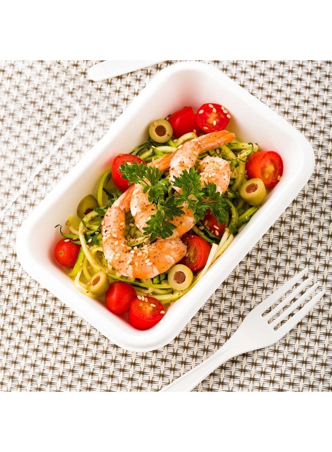 Restaurantware أطباق باجاس 16 أونصة من بلب تيك، 100 طبق سلطة مقاوم للدهون - الأغطية تباع بشكل منفصل، قابلة للاستخدام في الميكروويف، أطباق باجاس بيضاء، حافة معززة، متينة، للسلطات أو أكثر - Image 3