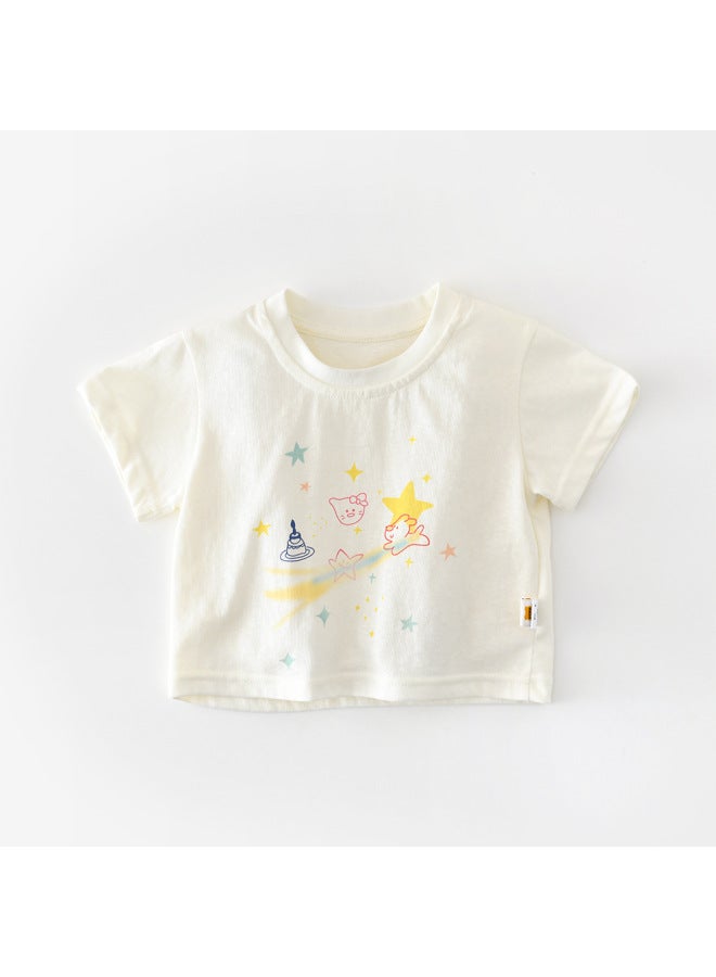 Baby Cartoon T-shirt 2026 New Summer Girl Cat Print Breathable Short Sleeve Top Children's Summer Wear 62417