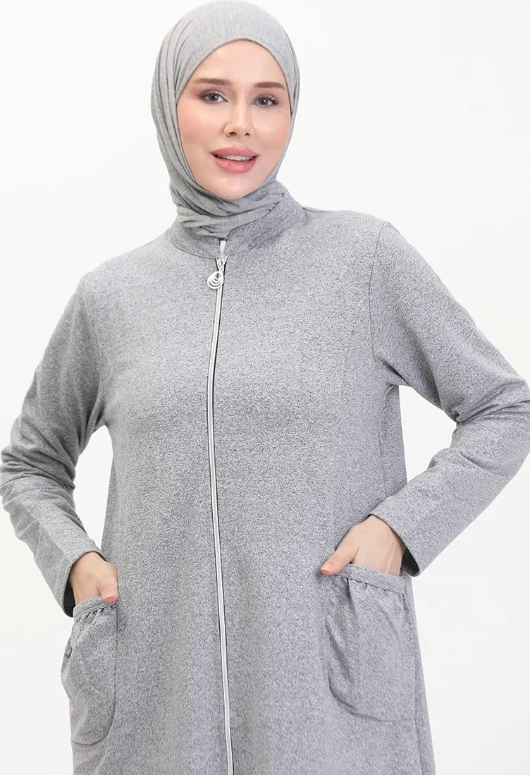 سيفا ميرفي Two Thread Zippered Abaya 10650-02 Gray