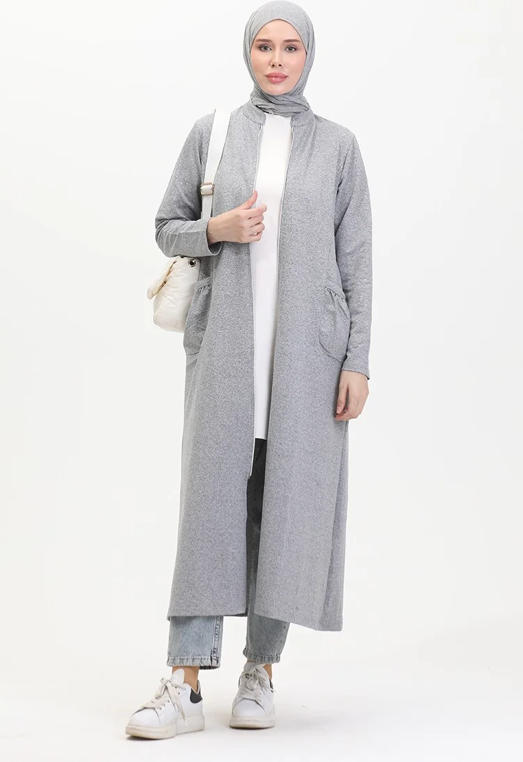 سيفا ميرفي Two Thread Zippered Abaya 10650-02 Gray