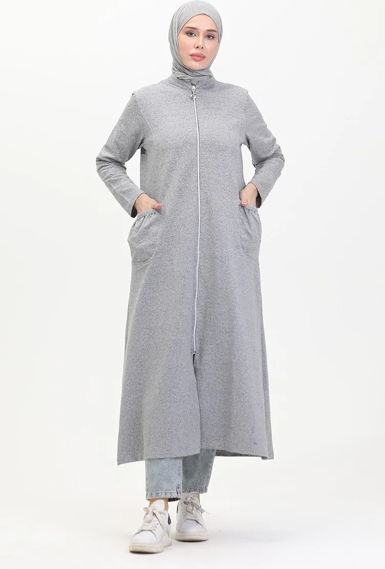 سيفا ميرفي Two Thread Zippered Abaya 10650-02 Gray