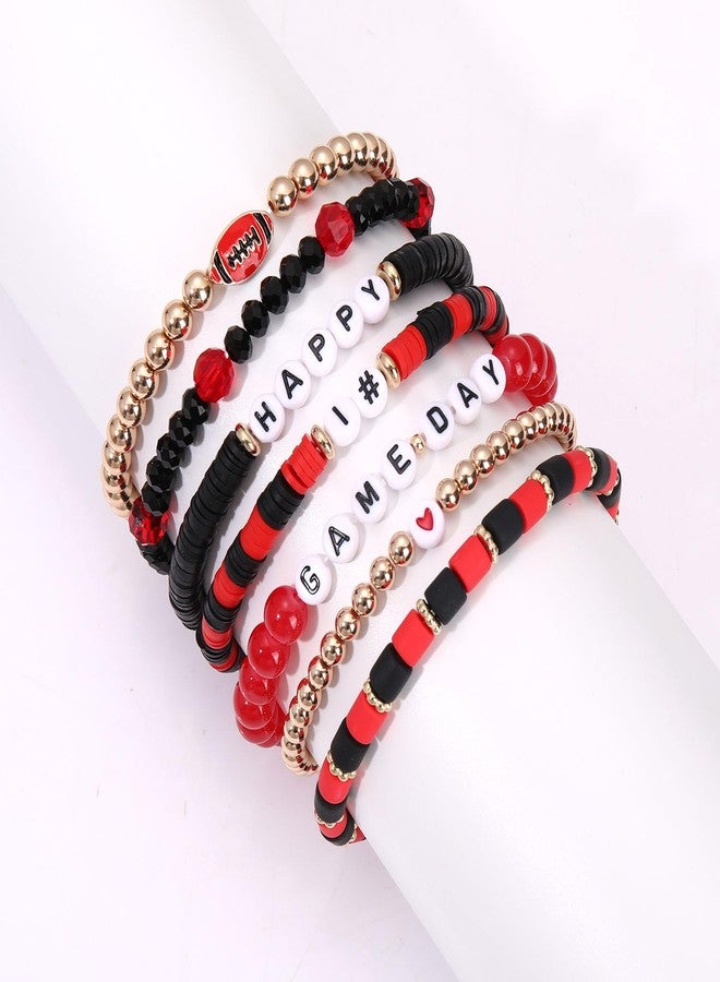 BSJELL Game Day Football Hair Bow Clips for Women Red Black Blue Spirit Hair Clips Sports Hair Bows Football Hair Accessories Game Day Outfit Party Favor (Red Black) - Image 4