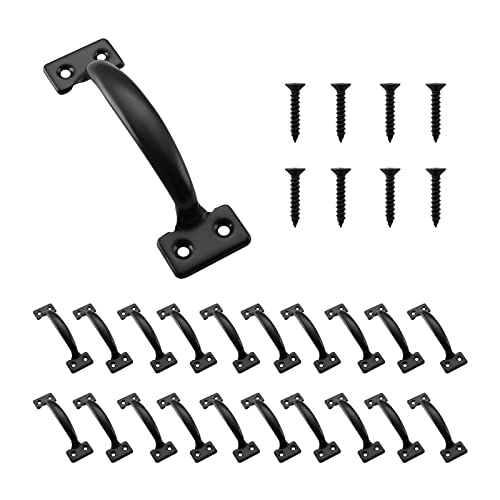 HOME MASTER HARDWARE 20 Pack 6-1/2 inch Gate Pull Door Handles Metal Gate Pulls Kitchen Furniture Cabinet Wardrobe Closet Drawer Handle Black with Screws - Image 1