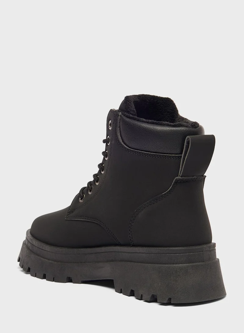 Flora Bella Lace Up Ankle Low Heel Boots