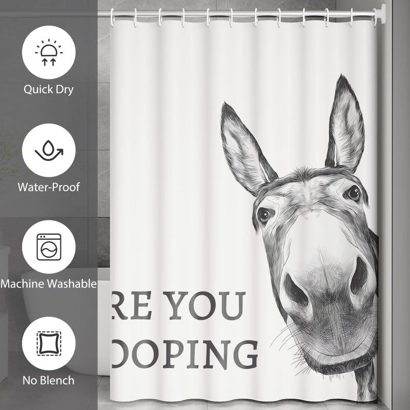 Mahrokh Funny Donkey Shower Curtain - Waterproof Fabric Shower Curtain Set for Bathroom Decor - are You Pooping Shower Curtain - Image 5