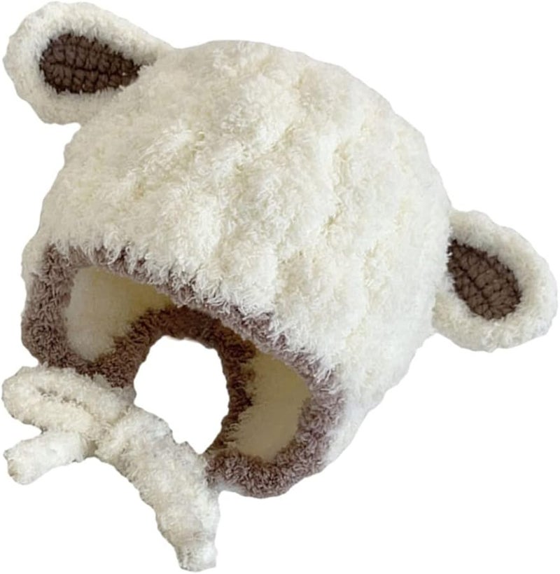 White Plush Winter Hat with Cartoon Ears Soft Breathable for Baby Toddler - Image 1