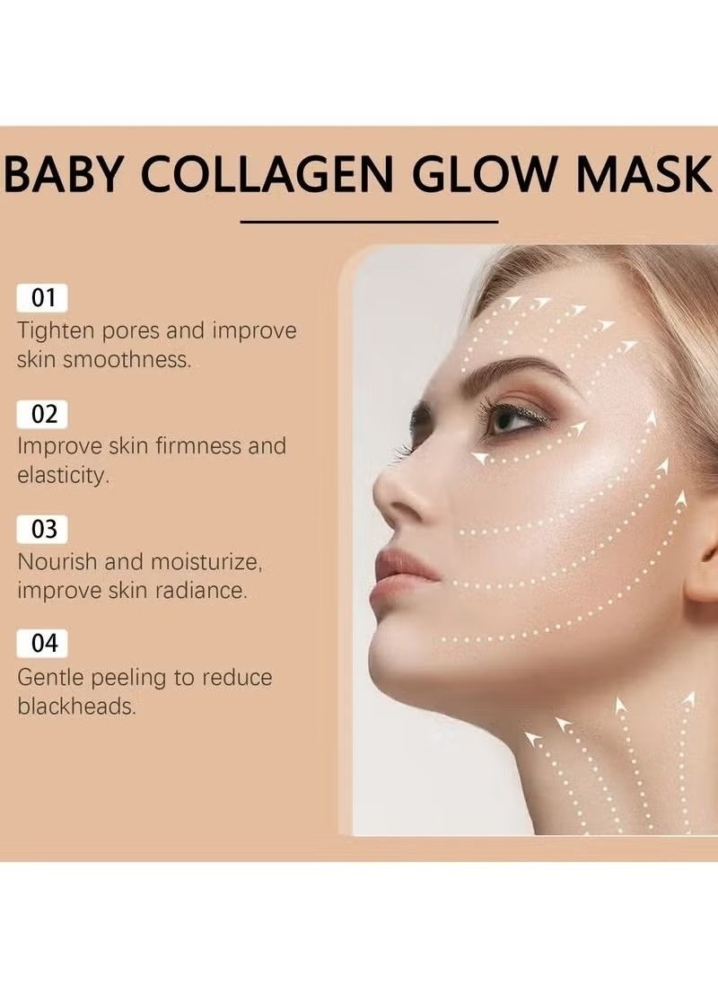 EELHOE Collagen Mask, Baby Collagen Glow Mask, Collagen Peel Off Mask, Hydrating Mask for Anti-Wrinkle, Anti-Aging, Pore Tightening, Firming Lifting Glowy Skin  - Image 3