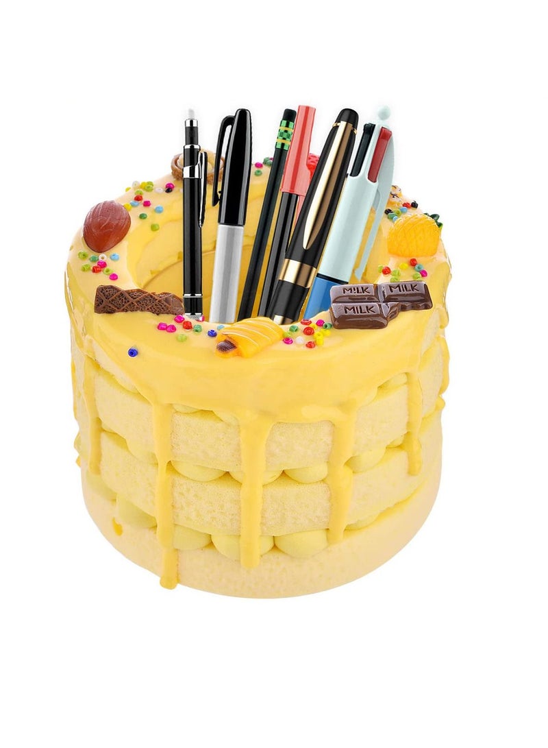 Excefore Kawaii Pen Holder, Diy Cake Round Cute Desktop Supplies Standing Organizer Kids Pencil Container for School, Home, Office Supplies  - Image 1