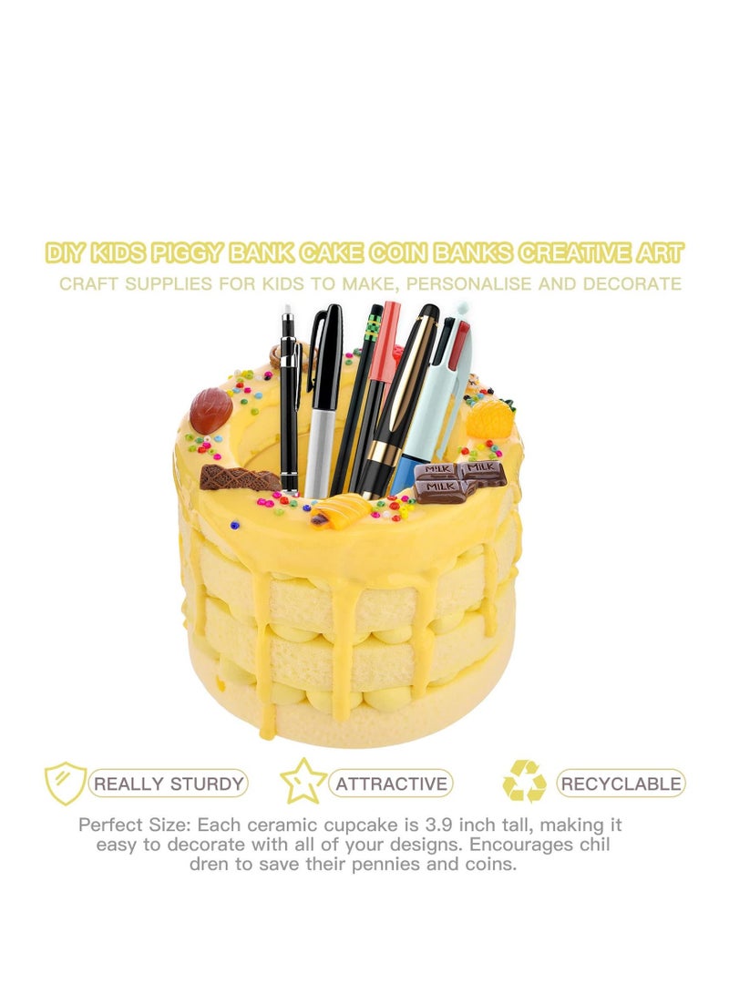 Excefore Kawaii Pen Holder, Diy Cake Round Cute Desktop Supplies Standing Organizer Kids Pencil Container for School, Home, Office Supplies  - Image 4
