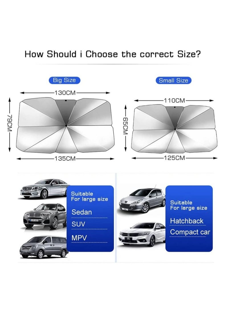 إلترازون Car Sun Shade Windshield Front Windshield Reflective Sunshade for Vehicle Blocks UV Ray, Foldable Cover Visor Umbrella, Automotive Ray Protection Block Parasol, Keep Your Vehicle Cool(31''x53inch'') - Image 3