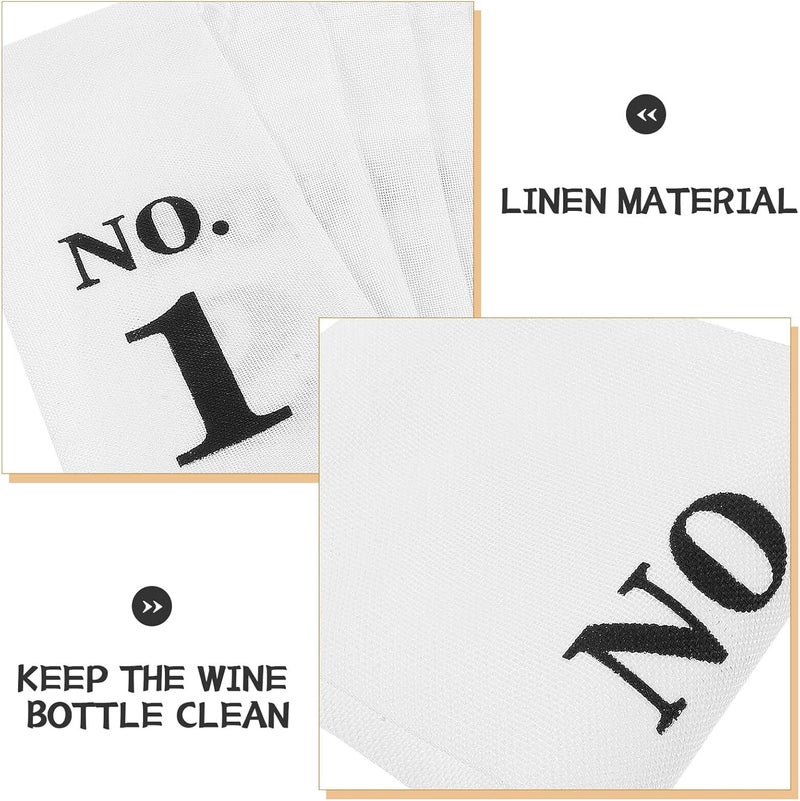 GETAJGHSD Reusable Linen Wine Bottle Bags Set of 10, Drawstring Dustproof Sack 15x35cm, Numbered 1-10 for Birthday Party, Travel, Wine Tasting Wrapping - Image 3