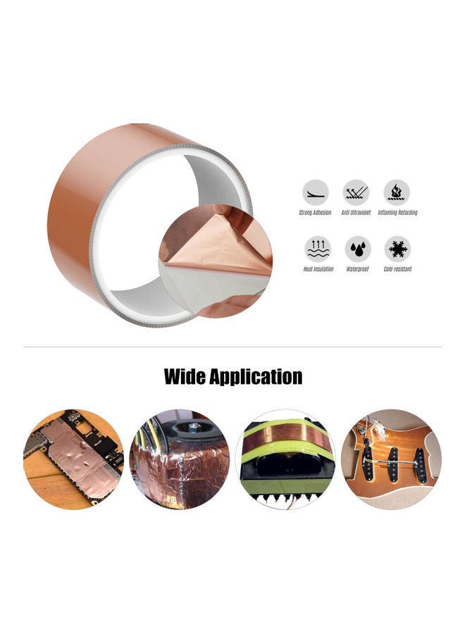 نيبمينينت 5 سم * 2 متر / انش 6.6 قدم شريط حماية موصل من رقائق النحاس - جانب واحد + قطعتين 4 أوتار جسر جيتار الجاز متوافقة مع لجيتار JB باس - Image 2