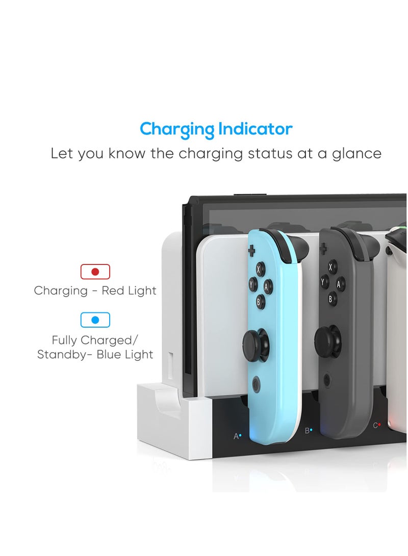 SYOSI Joy-Con Charger for Nintendo Switch OLED Model, for Nintendo Switch Charger, Compatible with Joy Con Charger for Switch & OLED Model Version, USB Charging Dock Station Stand with Indicator - White  - Image 5