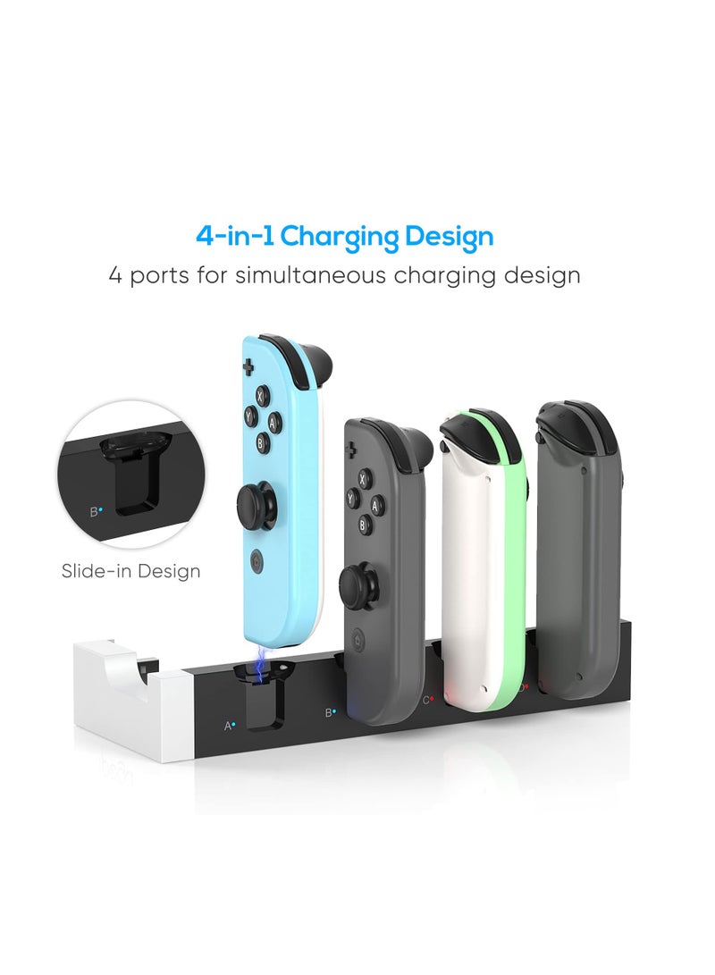 SYOSI Joy-Con Charger for Nintendo Switch OLED Model, for Nintendo Switch Charger, Compatible with Joy Con Charger for Switch & OLED Model Version, USB Charging Dock Station Stand with Indicator - White  - Image 2